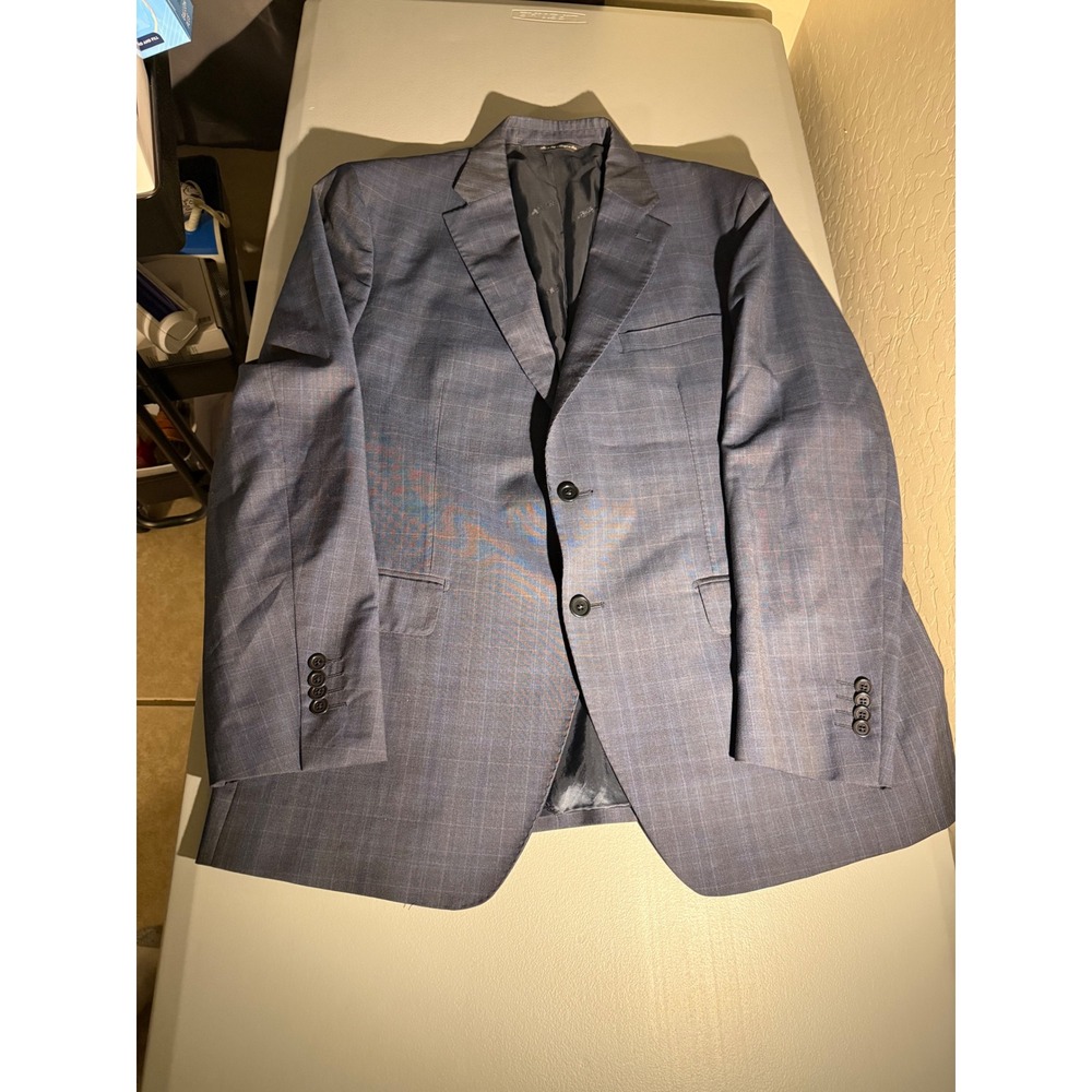 Saks Fifth Avenue Ermenegildo Zegna Traveller Wool Blazer Blue Plaid 44R Italy